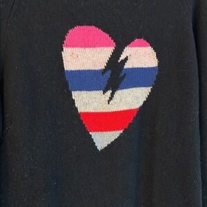 Zadig & Voltaire Black Sweater with Multicolor Heart